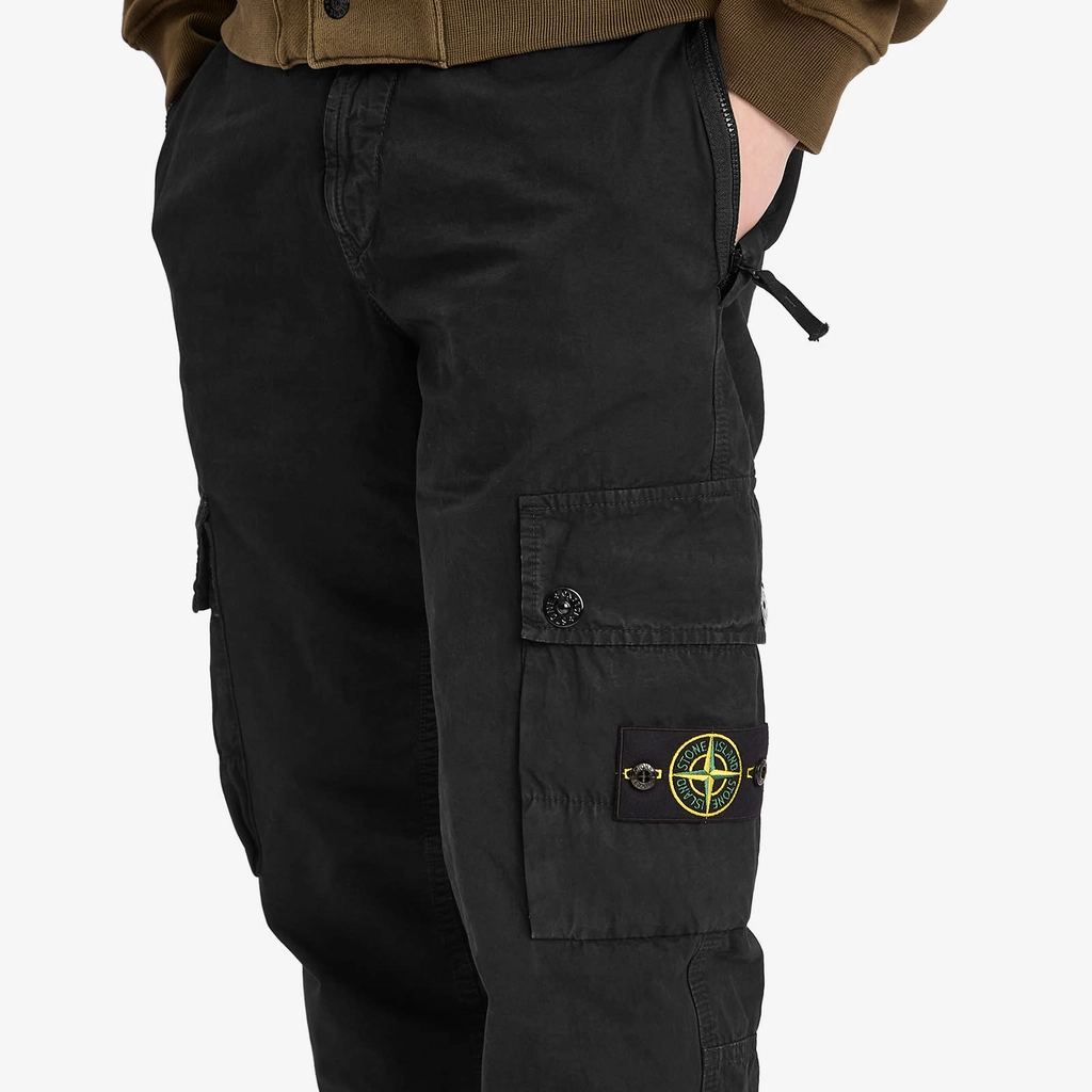 Stone Island Men's Old Effect Brushed Cotton Canvas Cargo Pants Black